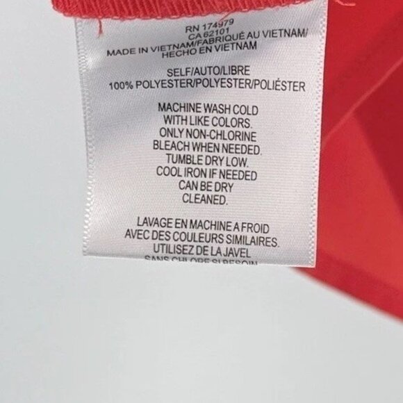 BCBGMAXAZRIA Red Orange Chiffon Flutter Sleeve Shift Dress Sz L Preppy Event - Picture 6 of 10